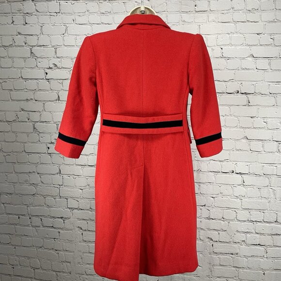 VTG Rothschild Red Wool Buttoned Collared Lined Peacoat USA Made Girls Size 7 - Picture 2 of 15